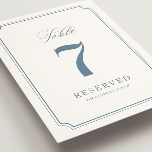 This is a dusty blue table numbers with standard by Jennifer Postorino called avery printing on doublethick in standard