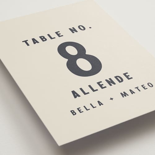 This is a baja blue table numbers with standard by Ani Somi called coyota printing on doublethick in standard