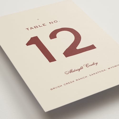 This is a rust table numbers with standard by Ani Somi called rose ink printing on doublethick in standard