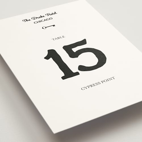 This is a ivory table numbers with standard by Studio Suku called hotel printing on doublethick in standard