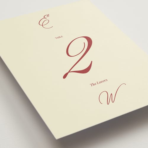 This is a burgundy table numbers with standard by Helena Vitto called elizabeth printing on doublethick in standard