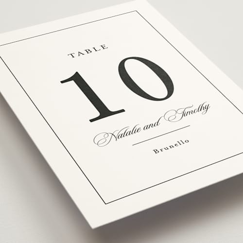 This is a noir table numbers with standard by Kimberly FitzSimons called sincerity printing on doublethick in standard
