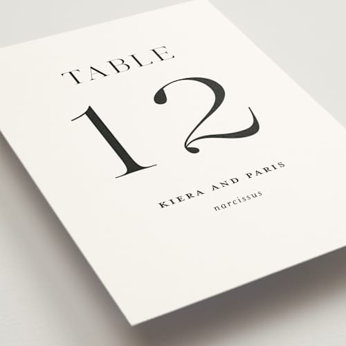 This is a tuxedo table numbers with standard by tuldok called embellished note printing on doublethick in standard