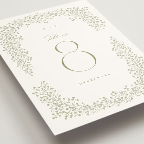This is a leaf table numbers with standard by Kristie Kern called villa printing on doublethick in standard