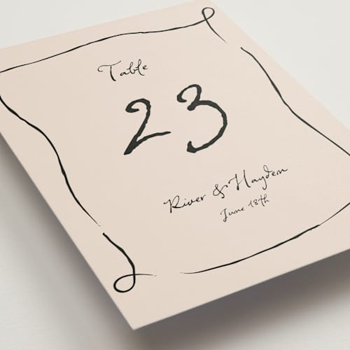 This is a black dahlia table numbers with standard by Cass Loh called tablescape drawing printing on doublethick in standard