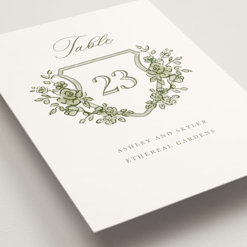 This is a moss table numbers with standard by Cass Loh called watercolor flowers crest printing on doublethick in standard