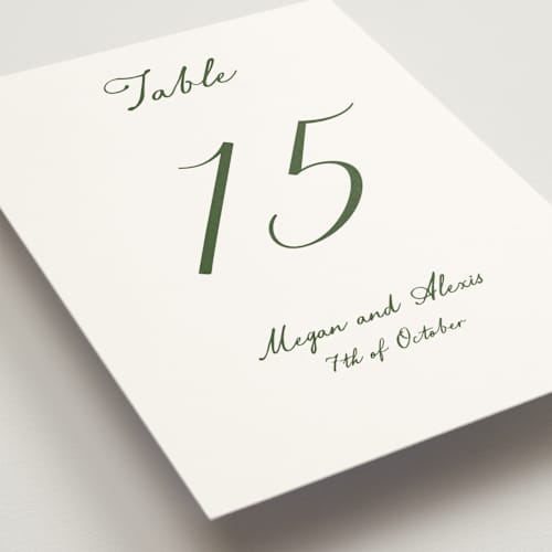 This is a moss table numbers with standard by Cass Loh called handwritten printing on doublethick in standard