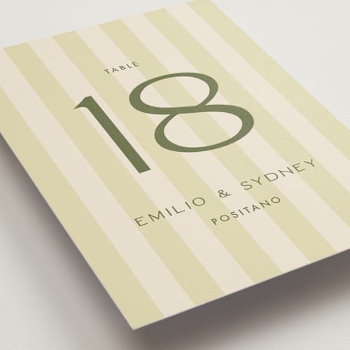 This is a lime table numbers with standard by Ellen Schlegelmilch called palmetto printing on doublethick in standard