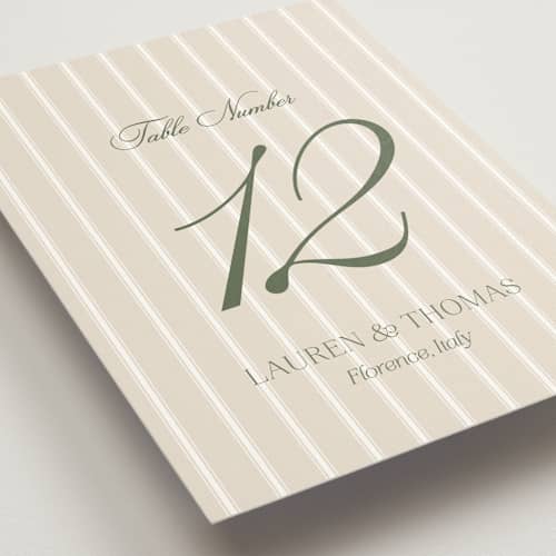 This is a petal table numbers with standard by Lisa Joanna Harrison called summer fields printing on doublethick in standard