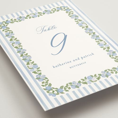 This is a ocean table numbers with standard by Creo Study called pillowy border printing on doublethick in standard