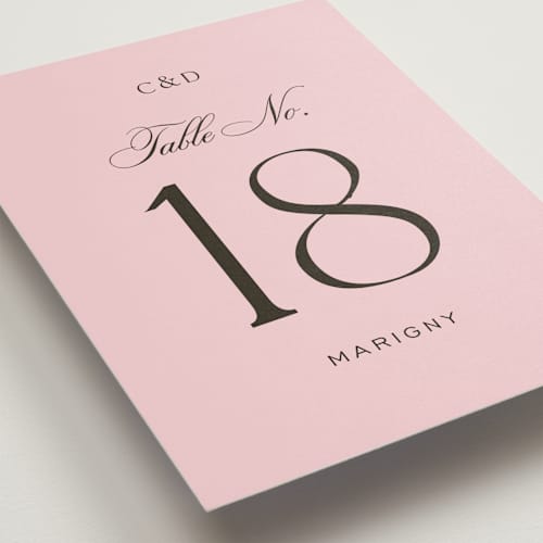 This is a peony table numbers with standard by Megan Davis called nola printing on doublethick in standard