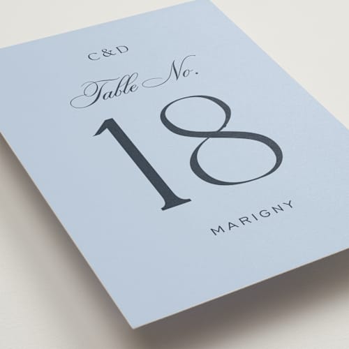 This is a frost table numbers with standard by Megan Davis called nola printing on doublethick in standard
