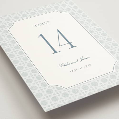This is a sky table numbers with standard by Kelly Schmidt called summer linen printing on doublethick in standard