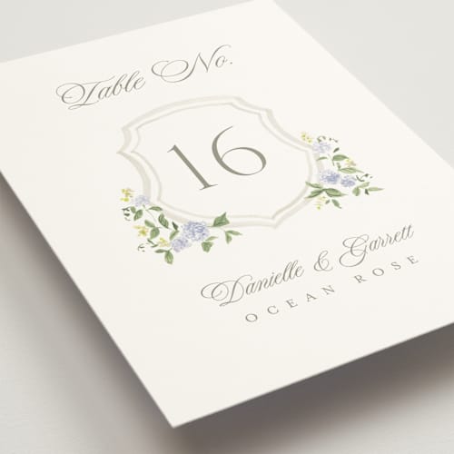 This is a sky table numbers with standard by Everett Paper Goods called ocean point printing on doublethick in standard