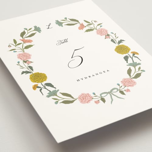 This is a swan table numbers with standard by Lori Wemple called botanical cameo printing on doublethick in standard