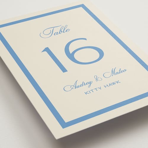 This is a sky table numbers with standard by Jackie Crawford called kitty hawk printing on doublethick in standard