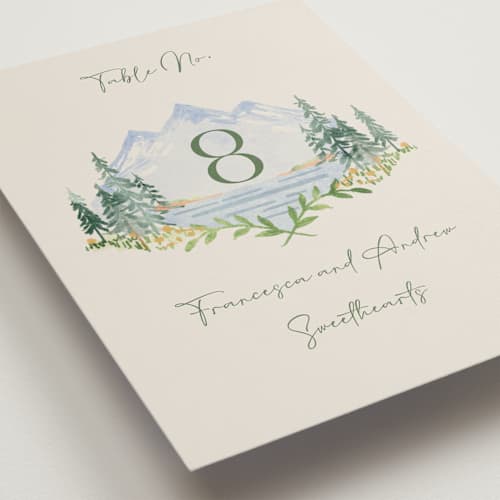 This is a summer table numbers with standard by Petra Kern called miniature mountainscape printing on doublethick in standard