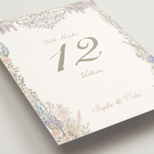 This is a petal table numbers with standard by Jenna Holcomb called charlotte printing on doublethick in standard