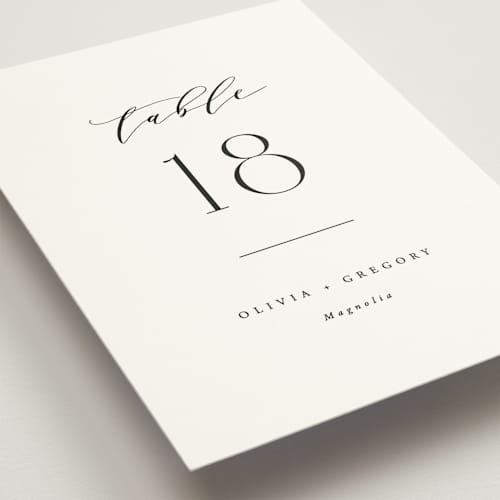 This is a lily table numbers with standard by Hooray Creative called classy type printing on doublethick in standard
