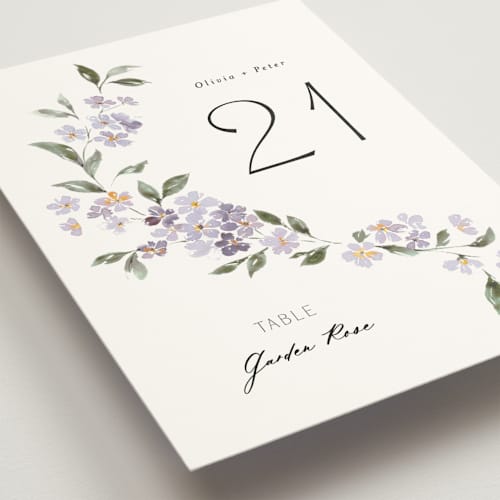 This is a periwinkle table numbers with standard by Itsy Belle Studio called sweeping vine printing on doublethick in standard
