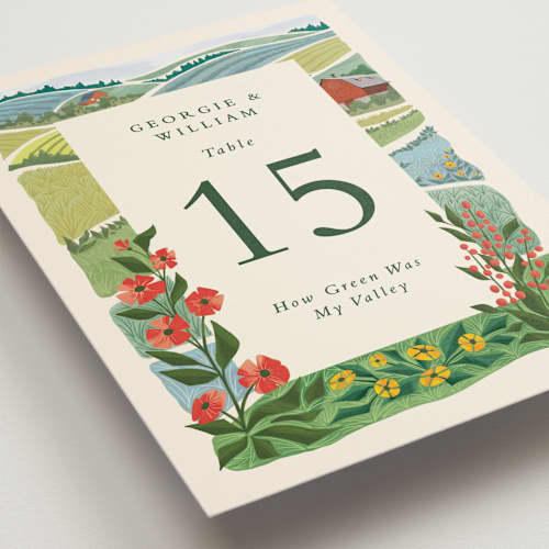 This is a barn table numbers with standard by Paper Sun Studio called farm and field printing on doublethick in standard