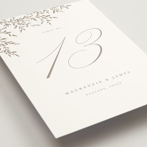This is a chantilly table numbers with standard by Wildfield Paper Co called romantic wreath printing on doublethick in standard