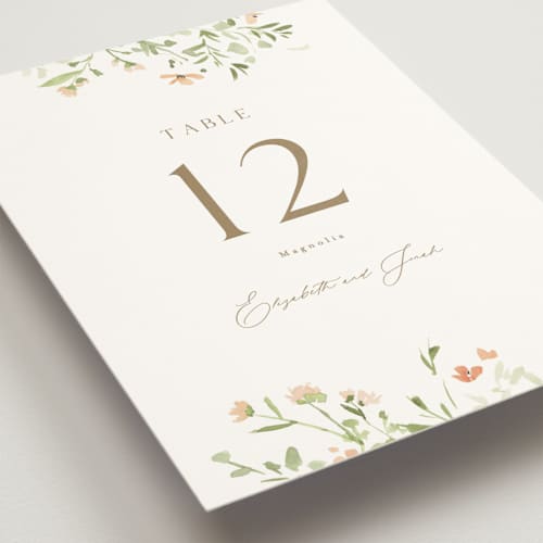 This is a toffee table numbers with standard by Everett Paper Goods called brynn printing on doublethick in standard