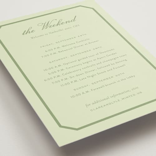 This is a mint ceremony reception essentials with standard by Sara Hicks Malone called montgomery printing on signature in standard