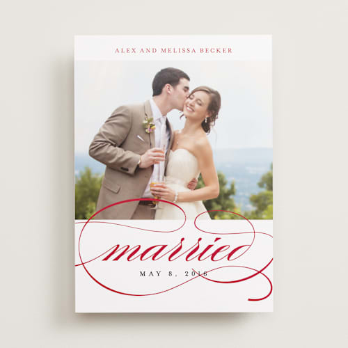 This is a chestnut wedding announcements with standard by Susan Brown called classic stripes and swashes printing on recycled smooth signature in standard