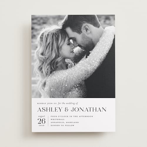 This is a porcelain wedding invitations with standard by Eric Clegg called have and hold printing on recycled smooth signature in standard