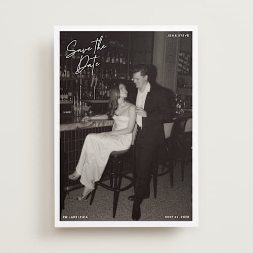 This is a cloud save the date with standard by Inkblot Design called corners printing on recycled smooth signature in standard