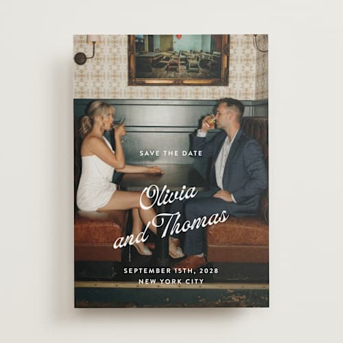 This is a sugar save the date with standard by Paper Raven Co. called manhattan printing on recycled smooth signature in standard