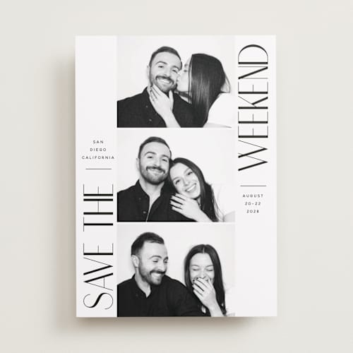 This is a ink save the date with standard by Hudson meet Rose called snapshot printing on recycled smooth signature in standard