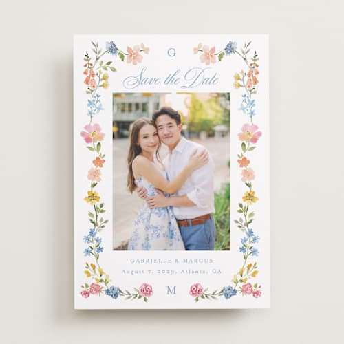 This is a meadow save the date with standard by Petra Kern called everlasting romance printing on recycled smooth signature in standard
