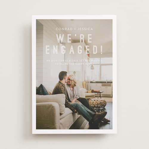 This is a snow save the date with standard by Eric Clegg called together printing on recycled smooth signature in standard