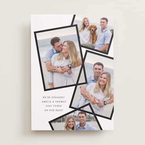 This is a charcoal save the date with standard by Baumbirdy called modern day printing on recycled smooth signature in standard