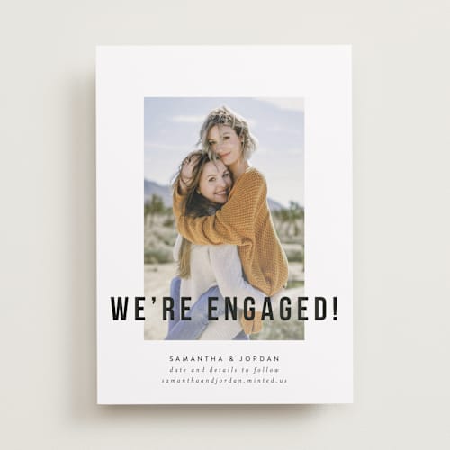 This is a moonstone save the date with standard by Kelly Schmidt called marquee printing on recycled smooth signature in standard