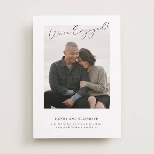 This is a charcoal save the date with standard by Paper Raven Co. called we've decided printing on recycled smooth signature in standard