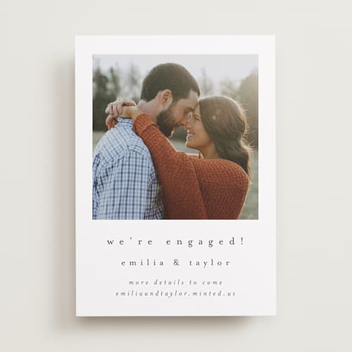 This is a ebony save the date with standard by Angela Thompson called meant to be printing on recycled smooth signature in standard