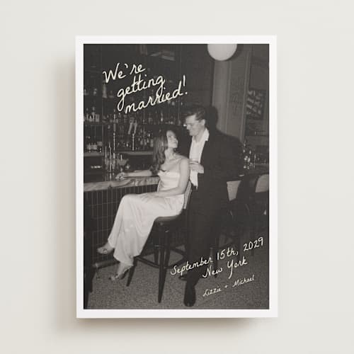 This is a sublime save the date with standard by Helena Vitto called birds of paradise printing on recycled smooth signature in standard