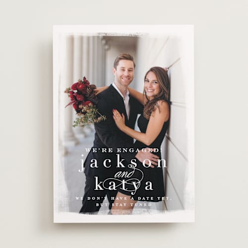 This is a marshmallow save the date with standard by chocomocacino called bollicine printing on recycled smooth signature in standard