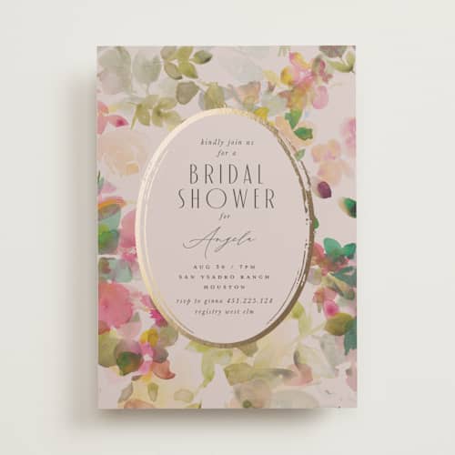 This is a wild berry bridal shower invitations with foil pressed by Lori Wemple called floral jewels printing on signature in standard