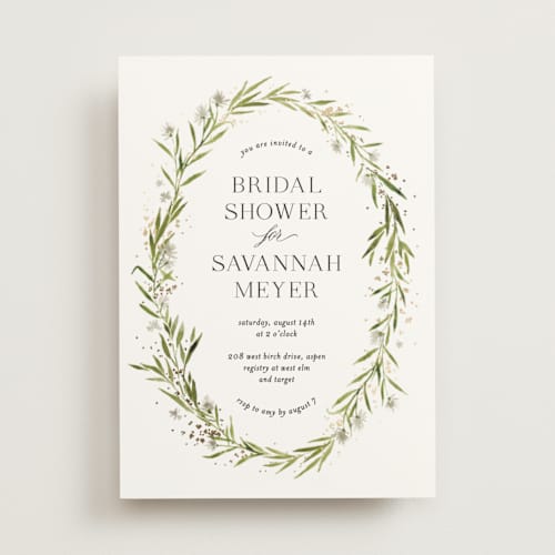This is a diamond bridal shower invitations with foil pressed by Kate Ahn called aveline printing on signature in standard