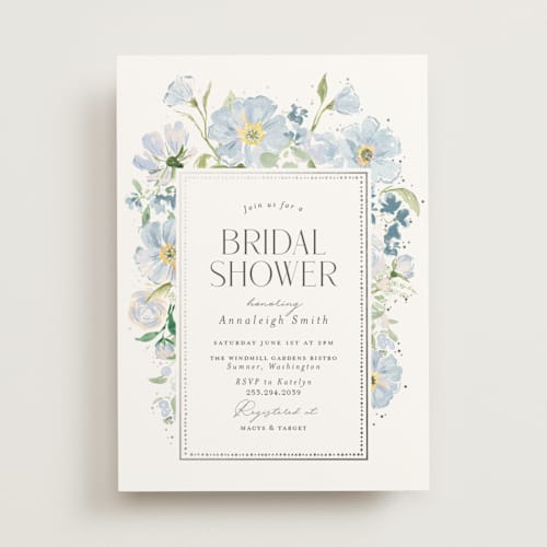 This is a denim bridal shower invitations with foil pressed by Itsy Belle Studio called fiona printing on signature in standard