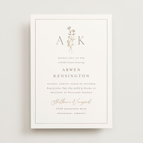 This is a chiffon bridal shower invitations with foil pressed by chocomocacino called kouignette printing on signature in standard