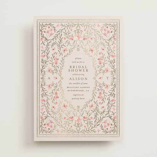 This is a versailles bridal shower invitations with foil pressed by Claudia Orengo called victorian printing on signature in standard