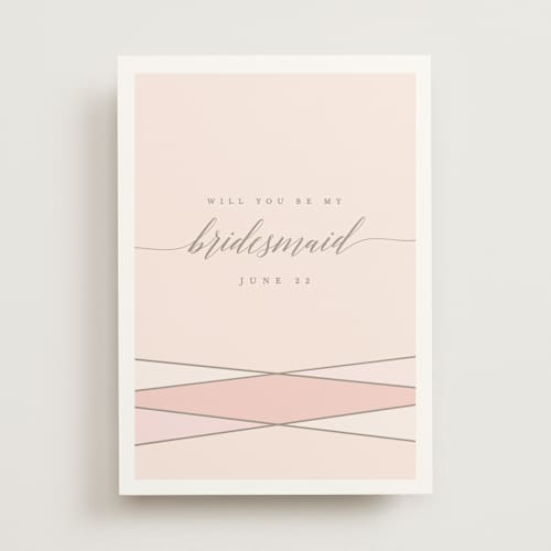 This is a blush will you be my bridesmaid cards with standard by Karidy Walker called wrapped up printing on signature in standard