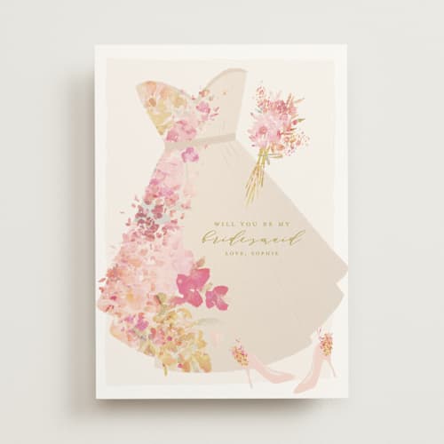 This is a summer will you be my bridesmaid cards with standard by Grace Kreinbrink called floral dress printing on signature in standard