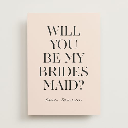 This is a blush will you be my bridesmaid cards with standard by Angela Thompson called simple chic printing on signature in standard