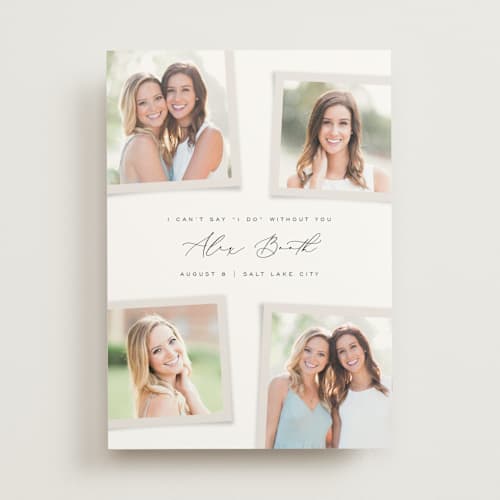 This is a eggshell will you be my bridesmaid cards with standard by Michelle Taylor called gallery collection printing on signature in standard